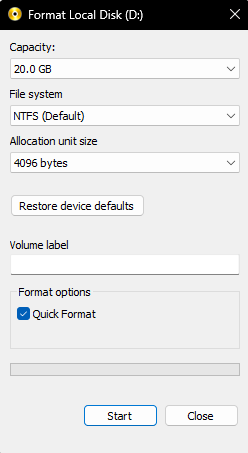 Format RAM Drive